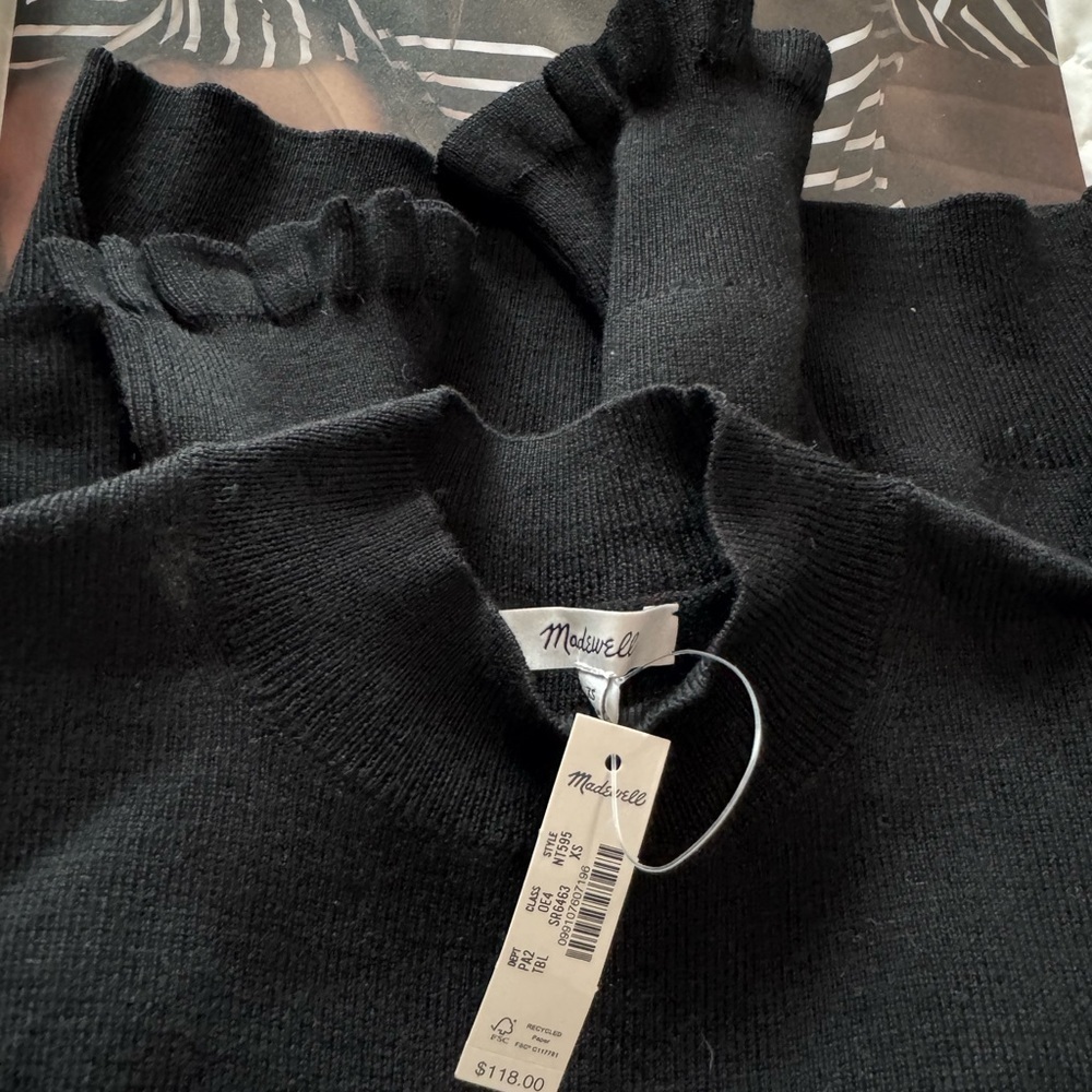New - Madewell Alpaca-Blend Mockneck Puff Sleeve Sweater - Picture 4 of 7